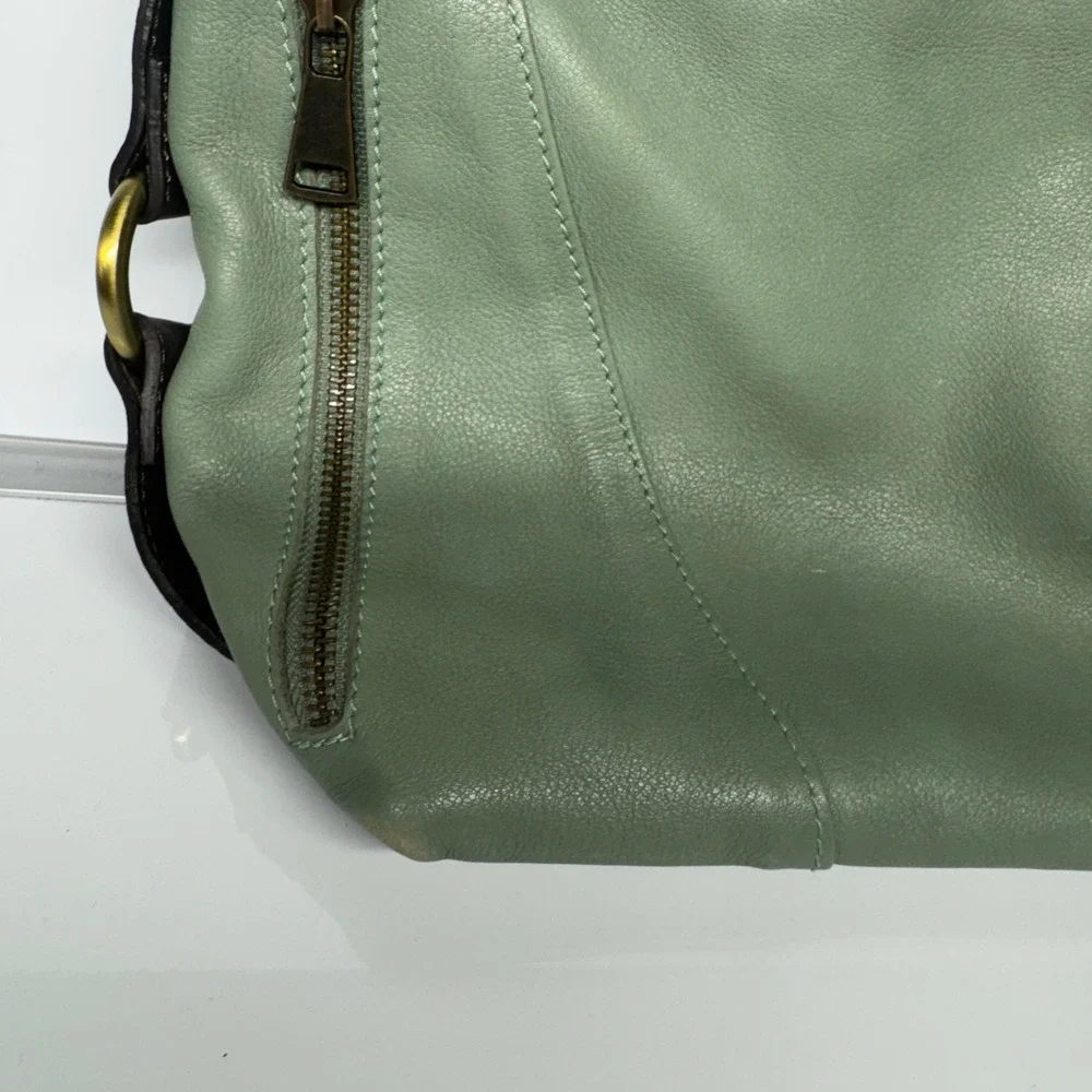 Sundance Made in Italy Leather Shoulder Bag Sage Green Hobo Style - Picture 9 of 16